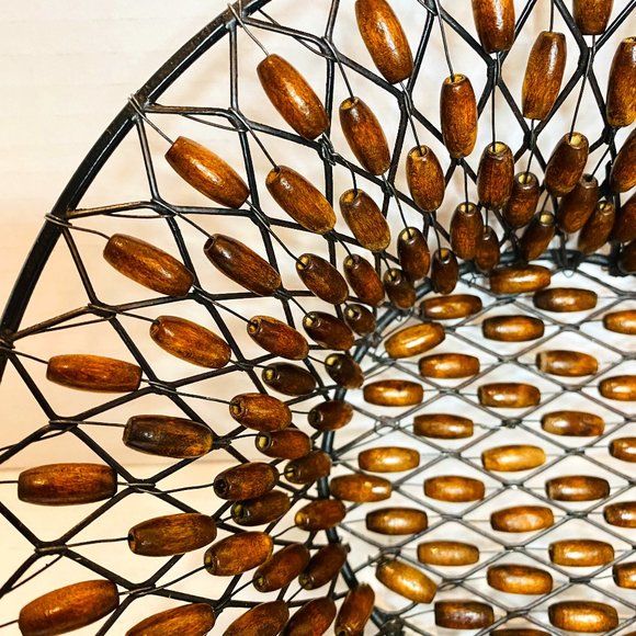 Decorative Basket Metal Wires and Wooden Beads - Picture 4 of 4
